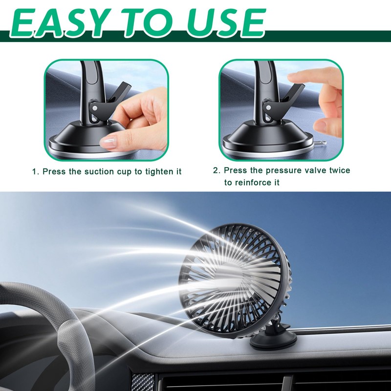 VBGURR USB Car Fan, Electric Auto Cooling Fan for Dashboard
