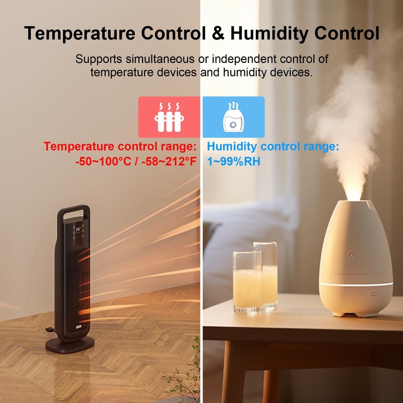 Digital Temperature and Humidity Controller Outlet, Reptile Thermostat Plug Dual