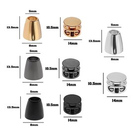 LALOCAPEYO 60PCS Cord Lock Rope End Lock Fastener End Stopper Pull Ends Toggle Clip Alloy End for Sweatpants Hoodies Bags Jackets （4 Colors 2 styles）