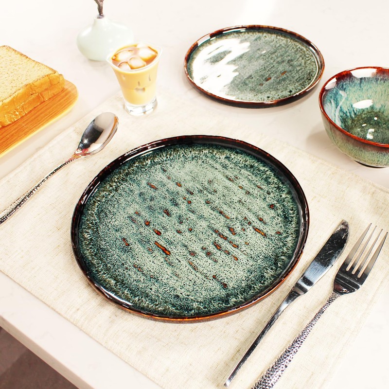 jinsongdafa Dinner Set 12 Pieces - Round Reactive Glaze Tableware