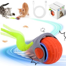 Electric Cat Toy, Interactive Cat Toy, Self-Activity Rolling Ball, Interactive Balls Toy, Automatic Movable Cat Toy Ball with Tail