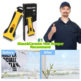 SIRALMNO Upgrade Glass&Ceramic Hob Scraper, Scraper Tools with 25pcs Replacement B Lades,Hop Scraper Cleaning for Window, Paint, Wallpaper, Glass,Oven Stovetop Cooktop(Total 27PCS)