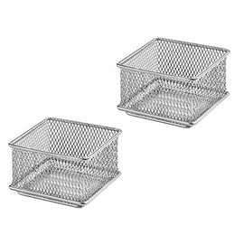 Ybm Home Silver Mesh Drawer Cabinet and or Shelf Organizer Bins, School Supply Holder Office Desktop Organizer Basket 1591s-2 (2, 6x12x2 Inch)