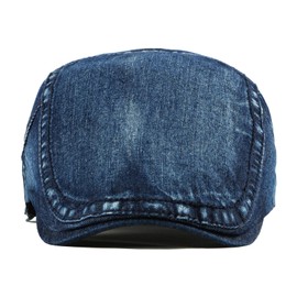 meioro Unisex Denim Newsboy Cap Cotton Flat Cap Ivy Gatsby Driving Hunting Cabbie Hats for Men Women(Classic, Dark Blue)