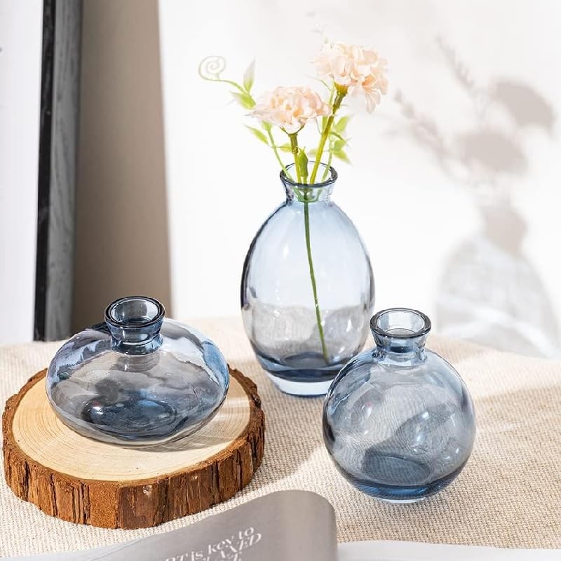 ATDORO 3 Pcs Mini Bud Vases, Clear Bud Vases for