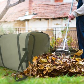 YUDI & GARDEN 46 Gallon Square Collapsible Yard Waste Containers, Collapsible Trash Can, Camping Trash Can - for Collecting Weeds or Leaf or Yard and Party Waste, Green