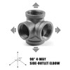 AGUTEA Right Angle Black Malleable Iron Tee Fitting 4-Way Side
