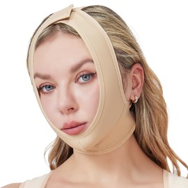 Reusable V Line Mask Facial Slimming Strap Double Chin Reducer Chin Up Mask Face Lifting Belt V Shaped Slimming Face Mask (L)