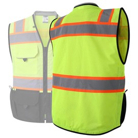 JKSafety Hi-Vis Unisex Surveyor Safety Vest Heavy Duty PPE Inner Pockets ANSI/ISEA Compliant (188-YBlk XXL)