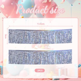 Lilbitty 2 Packs 3 m Long Laser Silver Tinsel Fringe Banner Garlands, Metallic Wall Hanging Streamers, Curtains, Background, Party Decorations