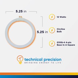 Technical Precision Replacement for FC12TD/865/LG General 45011 Light Bulb T4 Circular 12W G10Q Fluorescent Bulb - 5.45 Inch Outer Diameter - Daylight - 1 Pack