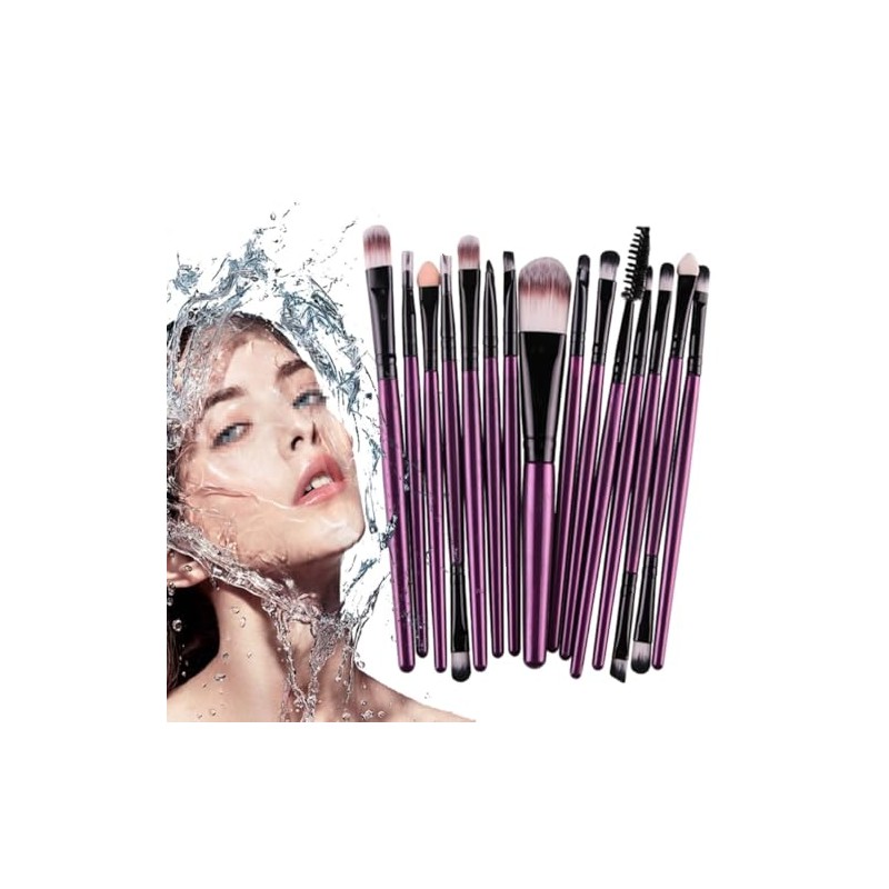 Lurrose Juego de 15 Brochas de Maquillaje y Uso Profesional