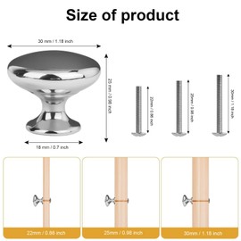 OctinPris 10x Polished Chrome Cabinet Hardware Round Mushroom Knob Drawer Handles 30mm/1.18" for Kitchen Cupboard Furniture Chest Door Dresser Bathroom (Silver)
