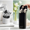 Portable One-Touch Makeup Brush Holder Organizer With Lid, 4-Compartment Open