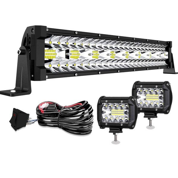 22 Inch LED Light Bar T-Former Triple Row 450W Flood