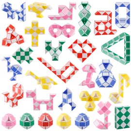 Ganowo 30 Pack Party Favor, Medium Fidget Snake Cube Twist Puzzle Toys for Kids Teens Stocking Stuffers Bulk Birthday Party Supplies Goodie Bags Fillers, Random Colors