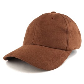 Trendy Apparel Shop Plain Faux Suede Leather Adjustable Structured Baseball Cap - Brown