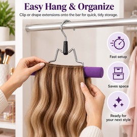 Wig Hanger for Hair Extensions & Wigs – Wooden Storage Holder for Wefts, Clip-Ins & Home Organization