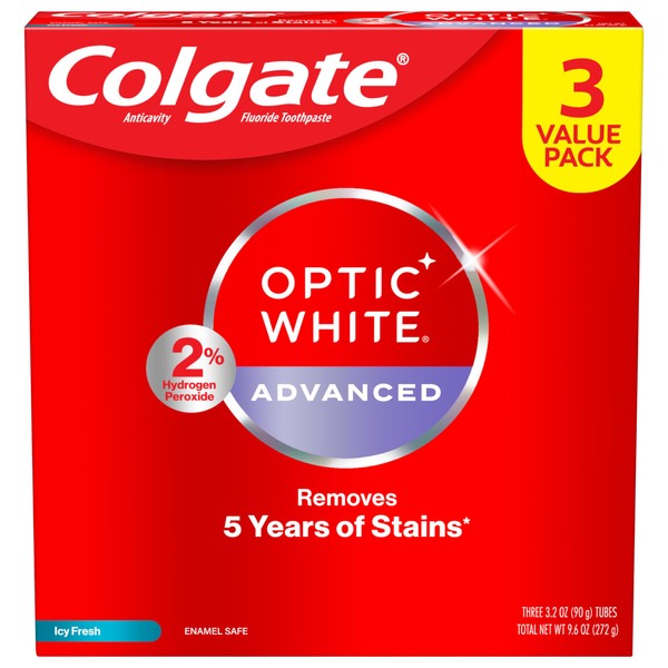 Colgate Colgate Optic White Advanced Hydrogen Peroxide Toothpaste Pack, Teeth