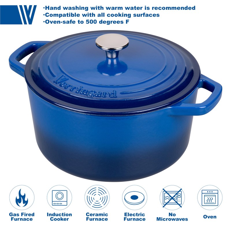 VORRINGARD Enameled Cast Iron Dutch Oven Pot with Lid, for