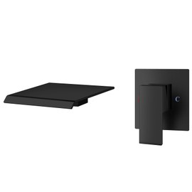 Aolemi Tub Faucet Waterfall Bathtub Faucets Wall Mount Tub Filler Bathroom Sink Single Handle with High Flow Spout Rough-in Valve Included Matte Black