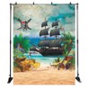 YWENBO Pirate Party Backdrop for Photography Pirate Ship Treasure Beach