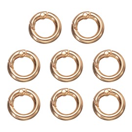 sourcing map 8pcs Spring O Ring Clip, Metal Spring Clasp Key Ring, 18mm / 11/16-inch Round Keychain Snap Buckle Accessories for Purse Shoulder Bag Lanyard Leather DIY Crafts, Gold