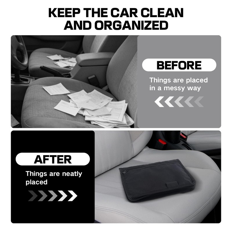Car Document Holder, Glove Box Organiser with Full-Seal Zipper Pouch