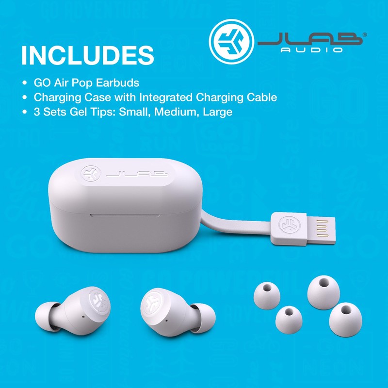 JLab Go Air Pop True Wireless Earbuds, In Ear Headphones,