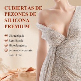 2 Rollos Cinta para Busto 5m*5cm y 4 Pares Pezoneras de Silicona para Mujer