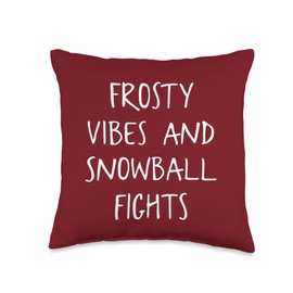 Frosty Vibes And Snowball Fights Throw Pillow