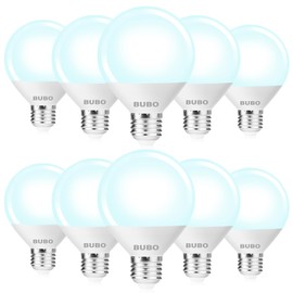 BUBO Globe Light Bulbs 60 Watt Equivalent, Vanity Light Bulbs for Bathroom Over Mirror, Daylight White 5000K Round Light Bulbs, G25 LED Light Bulbs 800LM, E26 Medium Base, 7W, Non-Dimmable, 10 Pack