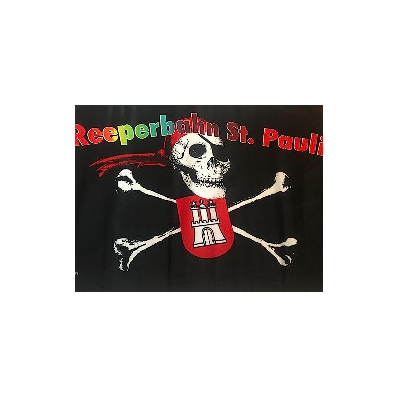 St. Pauli Hamburg Reeperbahn Pirate Flag 30 x 45 cm