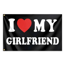 I Love My Girlfriend Flag 3x5 Feet I Heart My Girlfriend Flags for Teen Girls Room Guys Funny Man Cave Wall Flags for Bedroom Dorm Room College Dorm Wall Banner Tapestry Decor