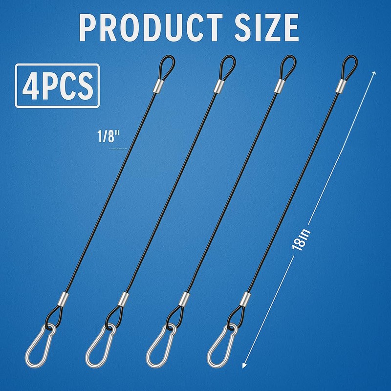 Kahedincy 4 Pcs Hanging Chains with Hooks, Security Cable with