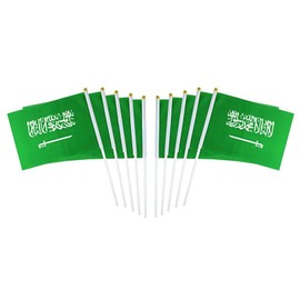 10 Pack Saudi Arabia Saudi Arabian Flags on Stick 5x8 Inch,Patriotic Decorations,Classroom Decor,Small Mini Flags on Sticks,Flag Decorations for Party.
