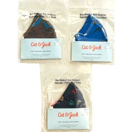 Cat & Jacks - 2 PK Fabric Kids Face Masks Assorted Patterns - LOT of 3 (6 Total)