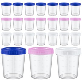 HHXUUAN 24 Pieces Plastic Small Food Containers with Lids Airtight,4 oz/120ML Plastic Snack Pots Containers with Graduation,Reusable Mini Storage Containers Jars for Sauce Jelly Yoghurt Spice Jam