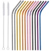 Bamily 12 Pcs Reusable Metal Straws, Curved Stainless Steel Straws