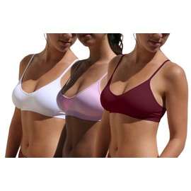 Blue 55 Bralette Bralette - Sujetador acolchado para mujer, sexy, uso diario, básico, cuello en V profundo, Combo Día de San Valentín, Medium-Large