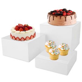 ABuff 3PCS Buffet Risers Food Risers for Buffet Table, Acrylic Cube Display Nesting Risers with Hollow Bottoms, Display Stand Shelf for Catering Dessert Collectibles Jewelry Figures Show, 6,7,8 Inch