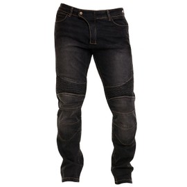 Rider Protec Mens Motorbike Riding Jeans Stretch Panel Armor Adventure Motorcycle Pants Aramid Protective Lining Trousers Black