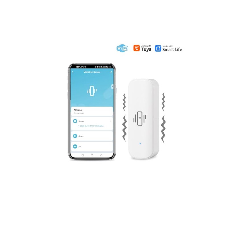 UHPPOTE 2.4GHz WiFi Vibration Sensor Shock Alarm Detector for Door