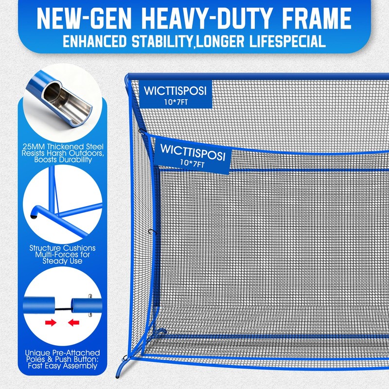 10x7ft Golf Net w/Extra Striking Net, Heavy Duty Golf Hitting