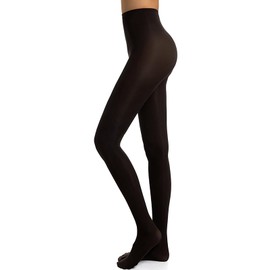 DTWAWA Womens 40 Den Opaque Control Top Tights, High Waist Pantyhose - Black
