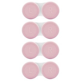 Vastsoon 4 Pack Contact Lens Case, Contact Solution Soaking Case Replacement Kit for Travel, Daily Use (Pink)