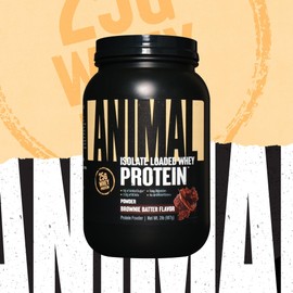 Animal Animal Whey Isolate Protein Powder - Loaded for Pre & Post Workout Muscle Builder and Recovery with Digestive Enzymes for Men & Women - 25g Protein, Great Taste, Low Sugar - Brownie Batter 2 lbs