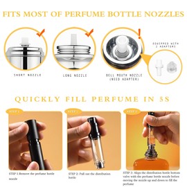 LTBL 2PCS Perfume Travel Refillable Bottle, Bottom-Filling Fragrances Perfume Atomizer, Empty Mini Cologne Dispenser, Portable Sprayer Pocket Size for On the Go 5ml (Black & Champagne Gold)