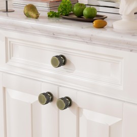 Chibery 10 Pack Brushed Antique Brass Kitchen Cabinet Knobs, Knurled Round Dresser Drawer Handles, 32mm Vintage Cupboard Handles Pulls, Retro Door Knobs, Cabinet Hardware for Wardrobe, Closet