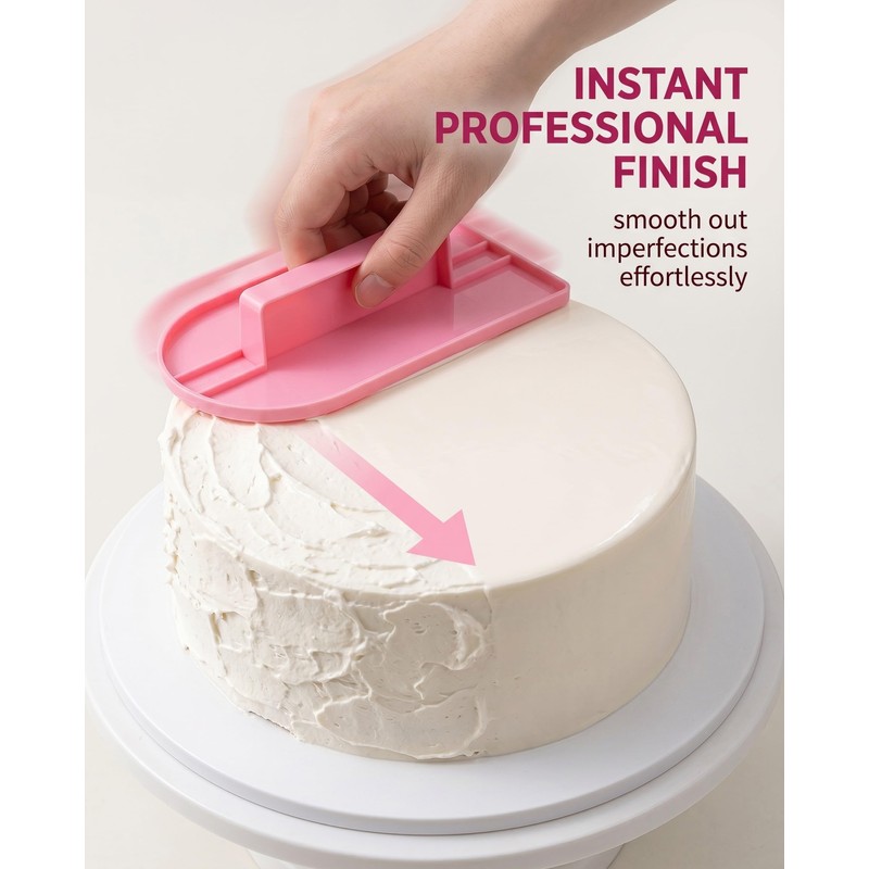 RAVNIX Lisciatore Smoother per Torte 2 Pezzi Rosa e Blu,